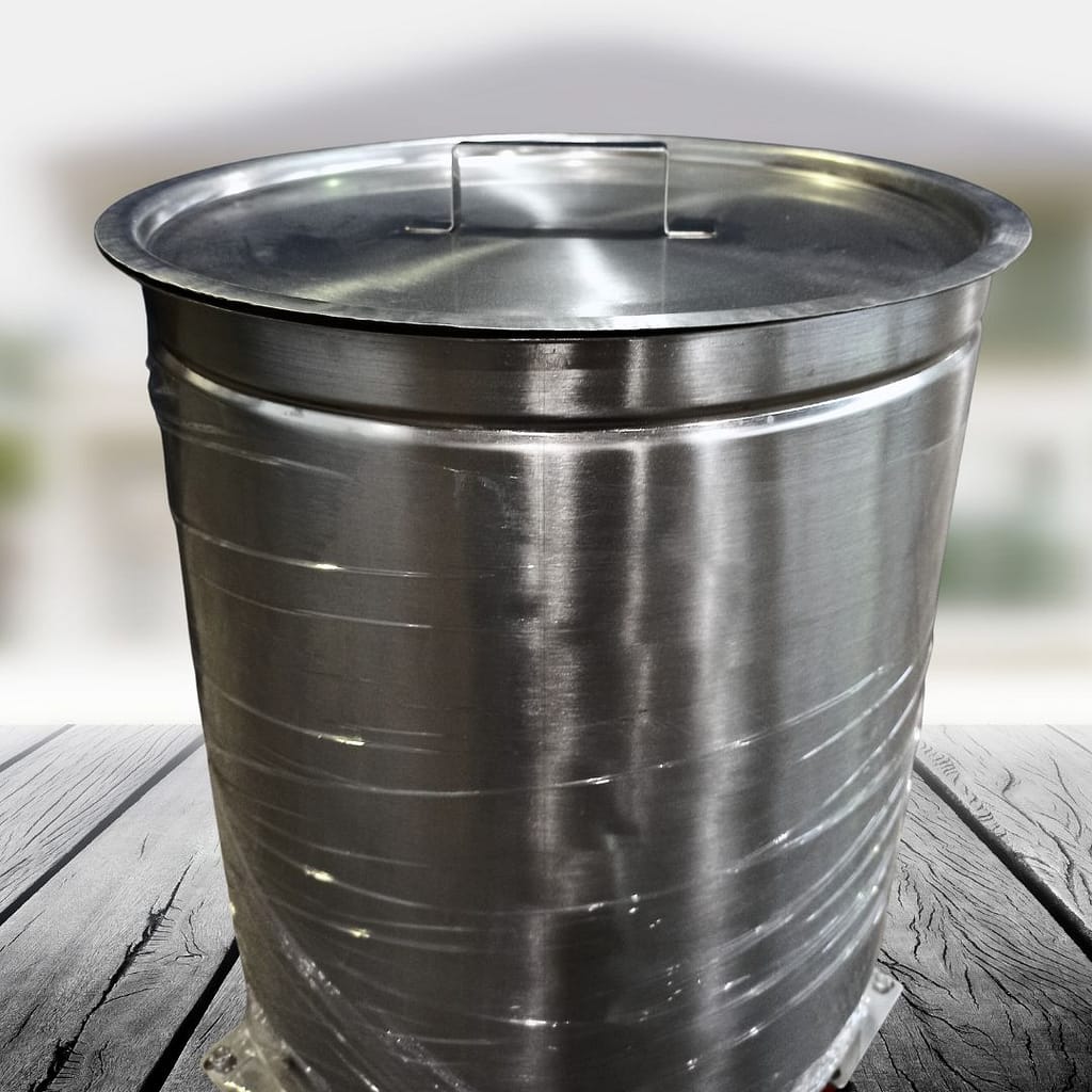 Бочка с горловиной одна бочка, картинка бочка с горловиной, серый фон, вертикальная карточка товара, купить бочку, нержавейка бочка, нержавіюча бочка, купити бочку, бочки україна, barrel stainless? stainless drums